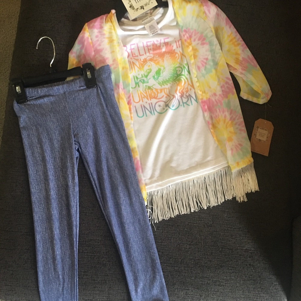 Unicorn Four piece set with matching hair tie.